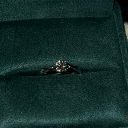 Natural diamond eternity solitaire engagement ring in 18k white gold, custom made in Dubai UAE by Lamae Jewelry
