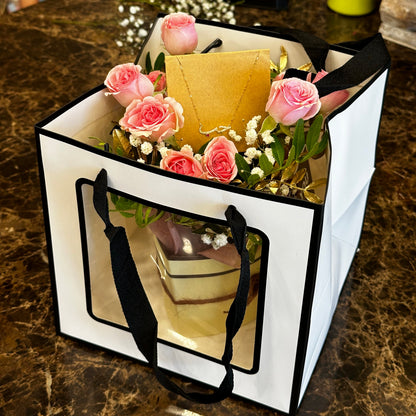 fresh flowers with gold necklace gift 
