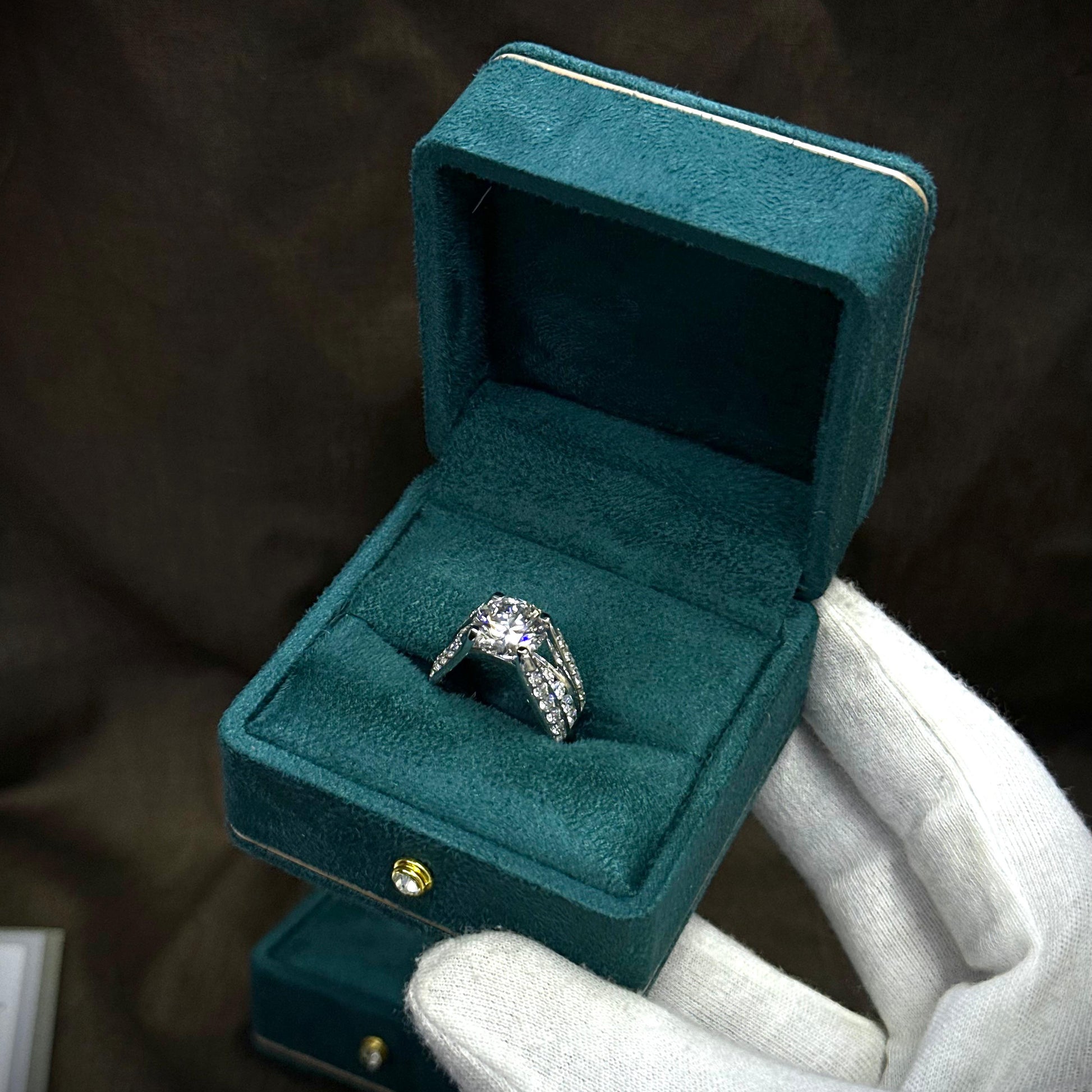 custom diamond engagement ring Dubai, LOVE design in 18k white gold, made to order by Lamae Jewelry UAE
