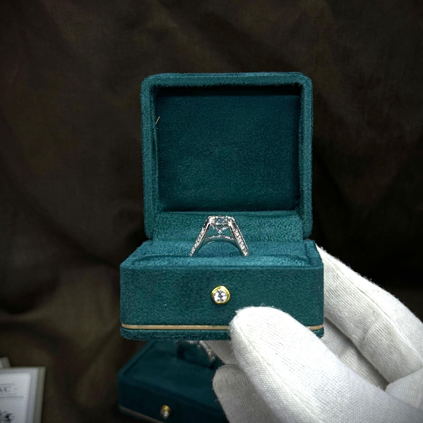 custom diamond engagement ring Dubai, LOVE design in 18k white gold, made to order by Lamae Jewelry UAE