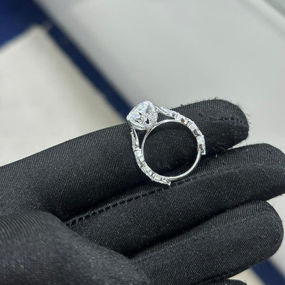 Gold and marquise diamond trening engagement ring