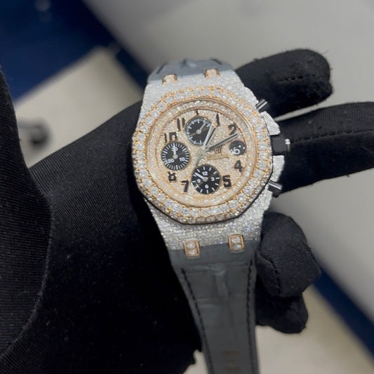 customized watch with diamonds. custom diamond on watch. iced out watch dubai