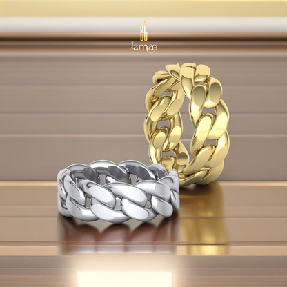 Solid Cuban Link Ring – Custom Silver, Gold & Platinum Ring in Dubai