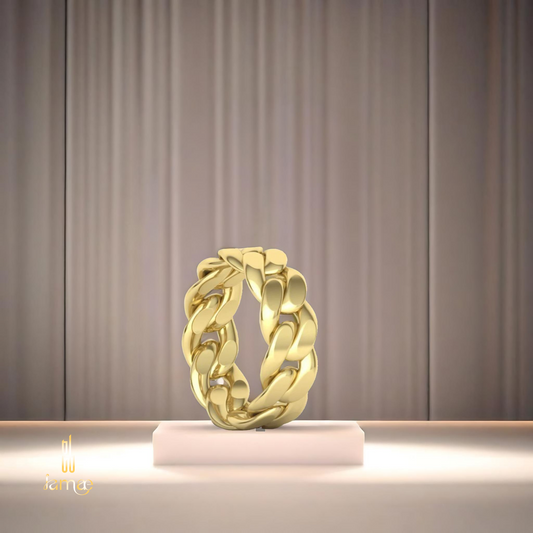 Solid Cuban Link Ring – Custom Silver, Gold & Platinum Ring in Dubai