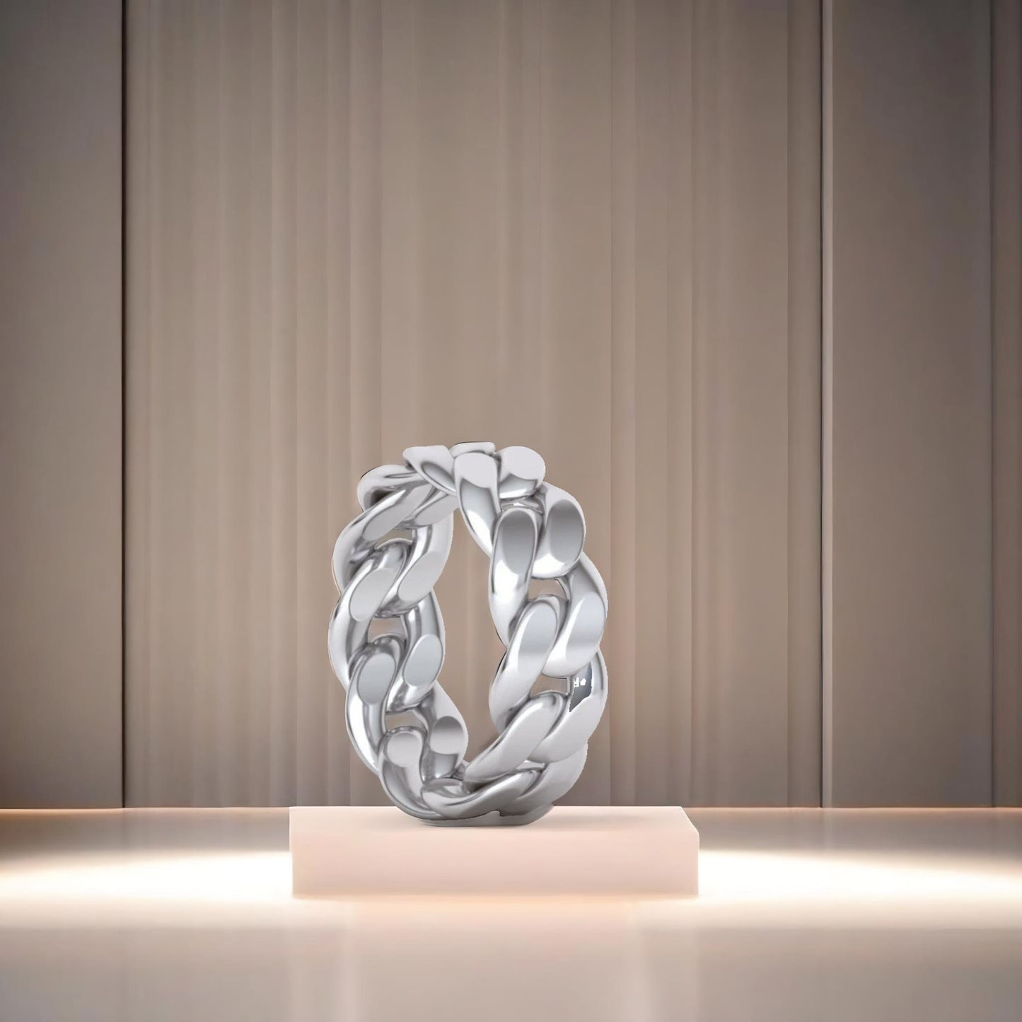 Solid Cuban Link Ring – Custom Silver, Gold & Platinum Ring in Dubai