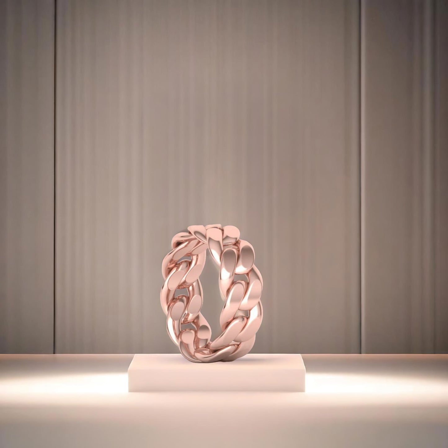 Solid Cuban Link Ring – Custom Silver, Gold & Platinum Ring in Dubai