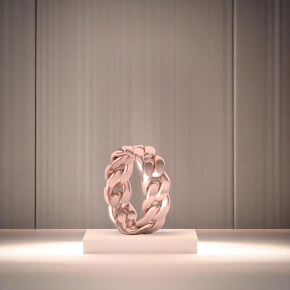 Solid Cuban Link Ring – Custom Silver, Gold & Platinum Ring in Dubai