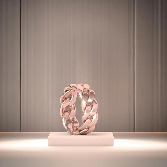 Solid Cuban Link Ring – Custom Silver, Gold & Platinum Ring in Dubai