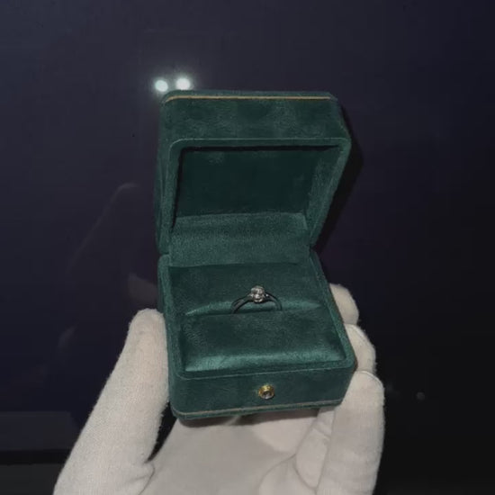 Natural diamond eternity solitaire engagement ring in 18k white gold, custom made in Dubai UAE by Lamae Jewelry