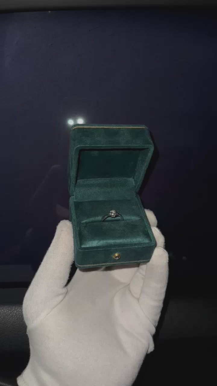 Natural diamond eternity solitaire engagement ring in 18k white gold, custom made in Dubai UAE by Lamae Jewelry