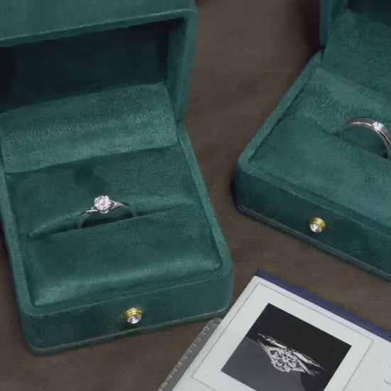 Natural diamond eternity solitaire engagement ring in 18k white gold, custom made in Dubai UAE by Lamae Jewelry